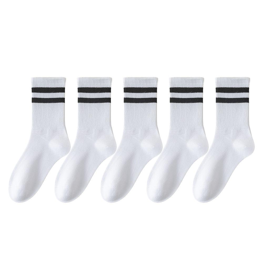 [SET 10 ĐÔI + TẶNG 1] Tất Vớ Nam Nữ 2 Sọc Trắng Đen Thế Thao Unisex Cổ Cao, Cổ Trung, Cổ Thấp LT002